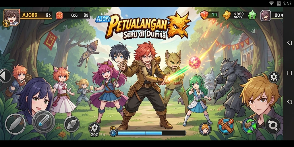 Screenshot menunjukkan karakter Anime yang beraksi dalam pertarungan seru.