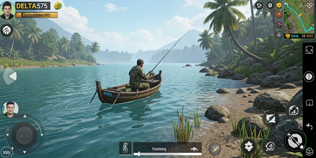 Screenshot utama DELTA575 menampilkan pengalaman memancing yang mendalam dan realistis.