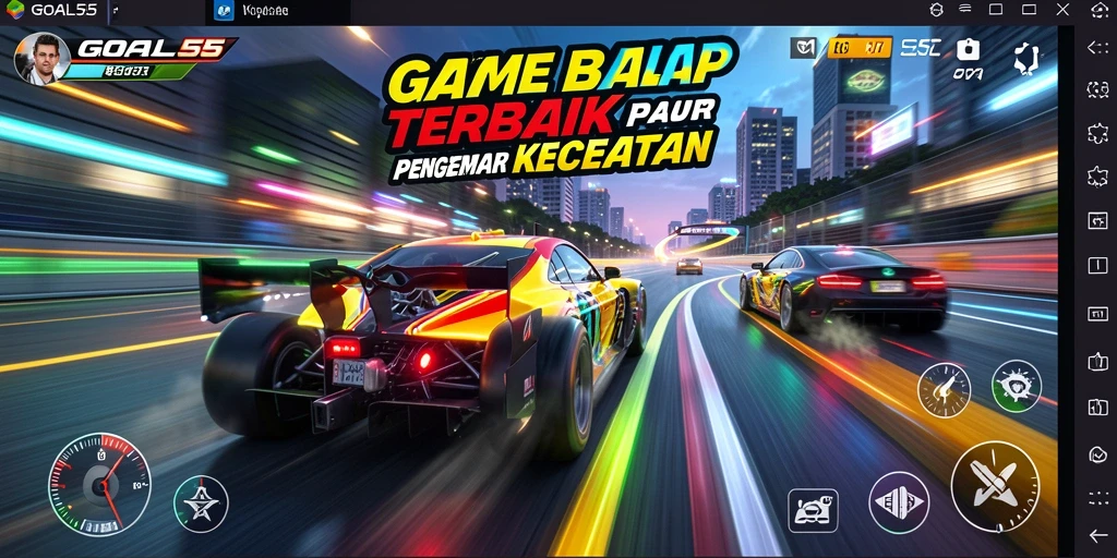 Tampilan gameplay seru dalam balapan realistis di GOAL55.