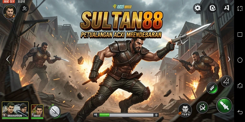 Tangkapan layar SULTAN88 menampilkan aksi pertempuran yang intens.